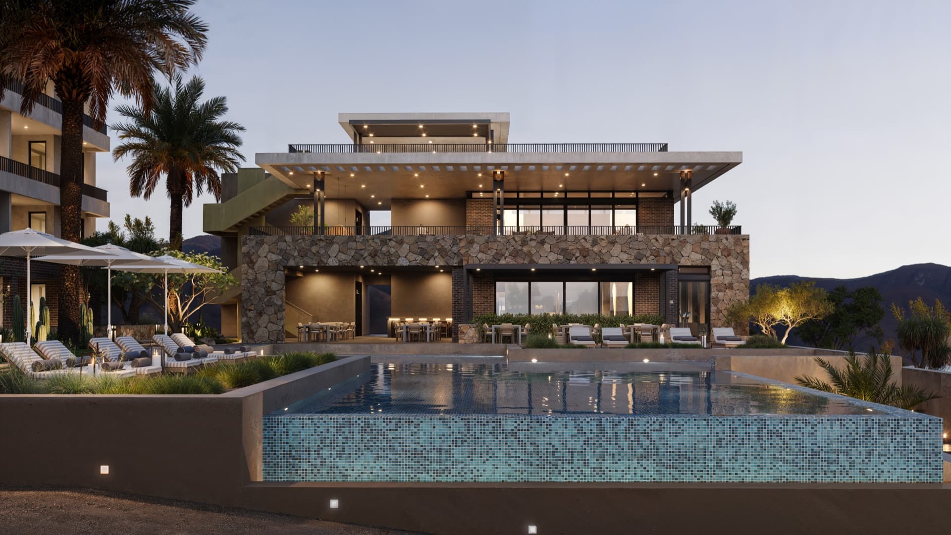 Render de casa club en Cabo San Lucas — proyecto de hospitality de Reform design studio